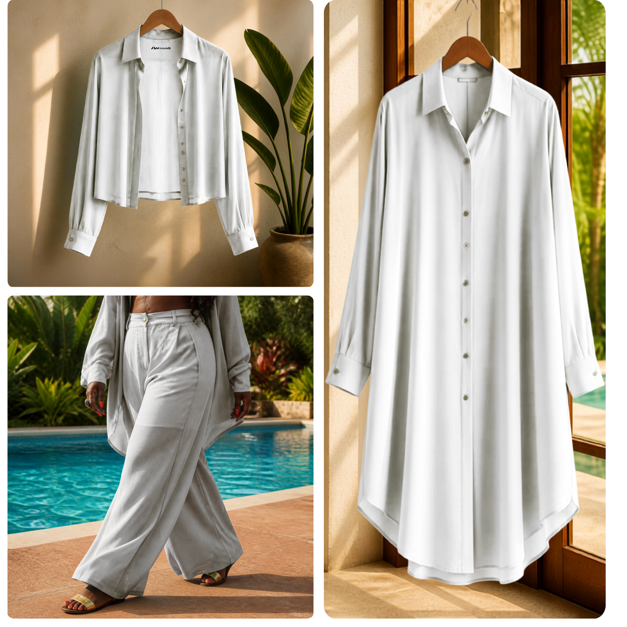 Matching Trio- Classic Blouse | Kaftan Top | Luxurious Pants in Sheer Fabric