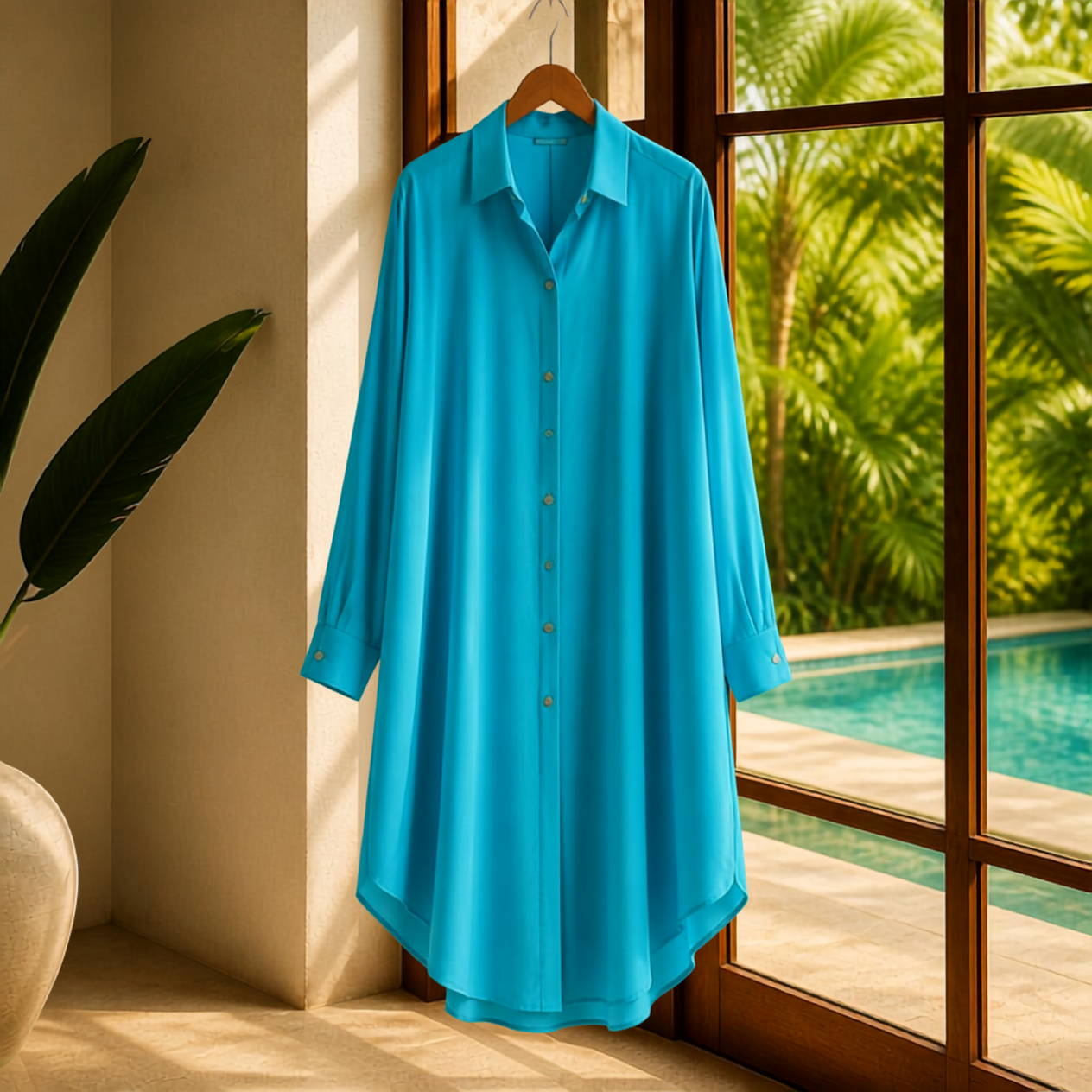 Poolside Blue Kaftan Top