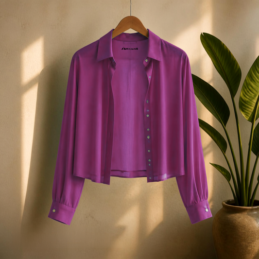 Elegant Classic Shirt With Pleated Sleeves & Sheer Design | Coastal Attire