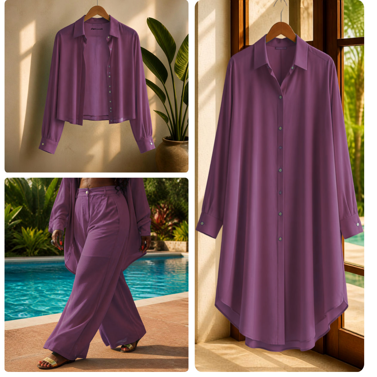 Matching Trio- Classic Blouse | Kaftan Top | Luxurious Pants in Sheer Fabric
