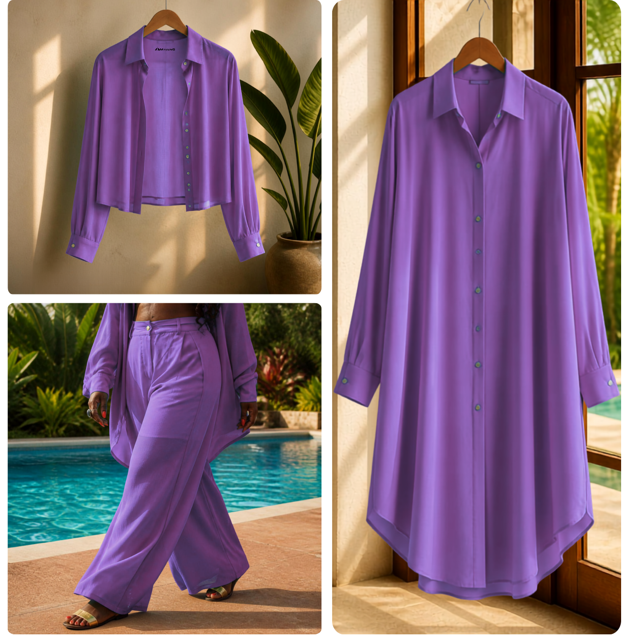 Matching Trio- Classic Blouse | Kaftan Top | Luxurious Pants in Sheer Fabric