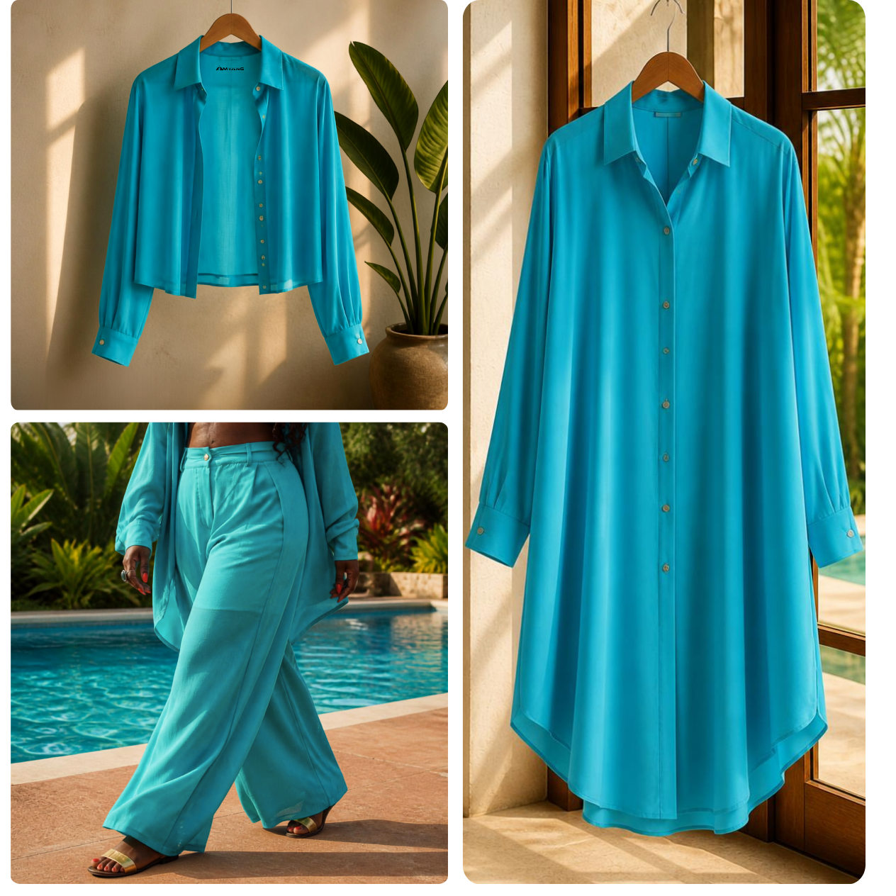 Matching Trio- Classic Blouse | Kaftan Top | Luxurious Pants in Sheer Fabric