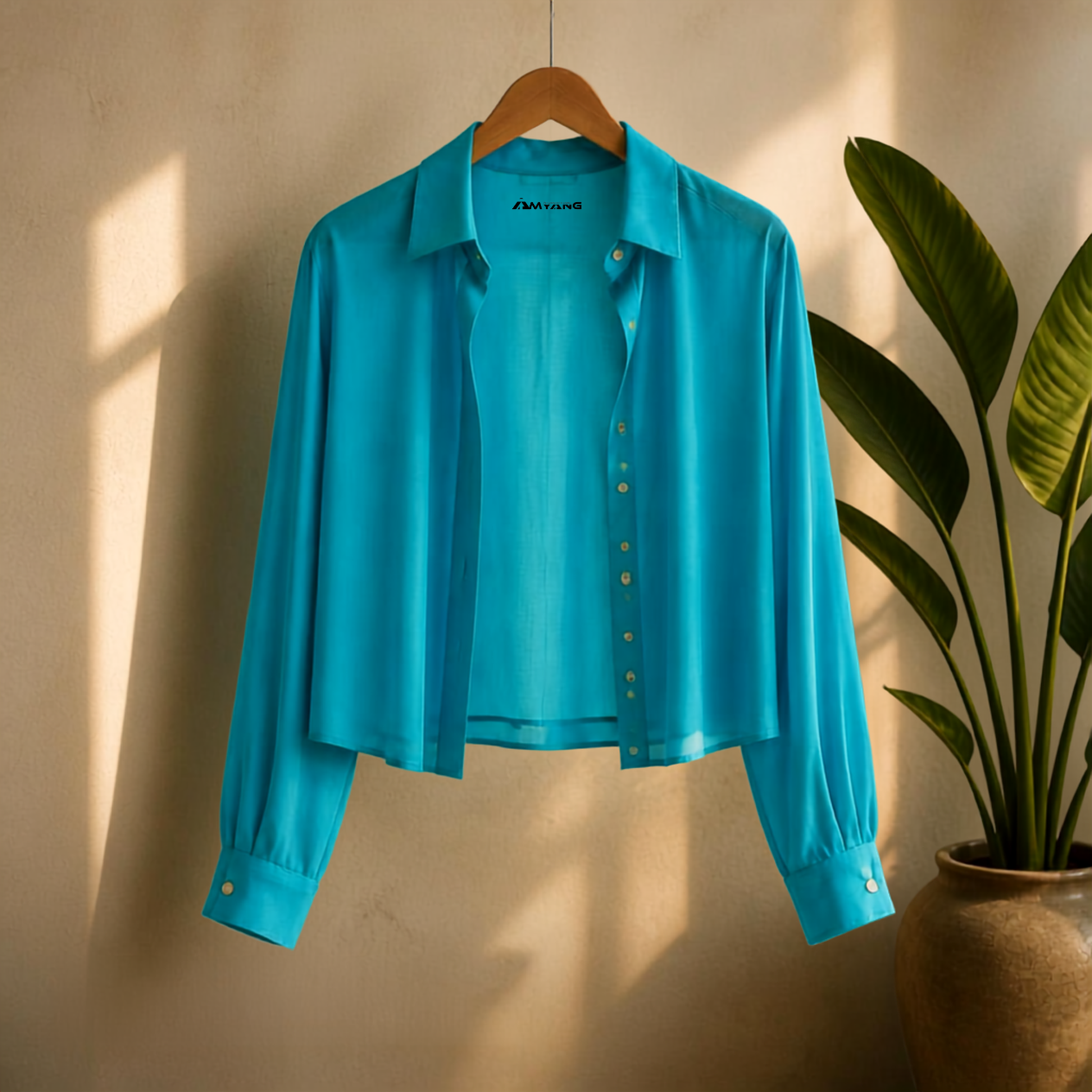 Elegant Translucent Blouse for African Wear with Pleated Sleeves