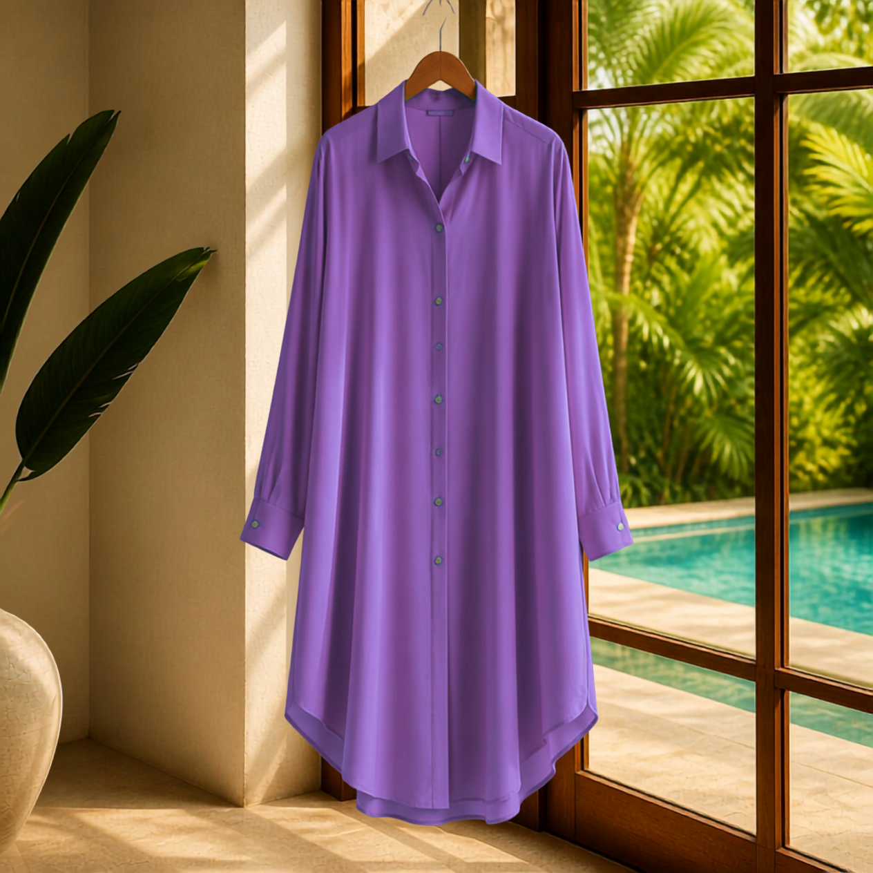 Elegant Kaftan Shirt With Pleated Sleeves & Sheer Design | African Attire