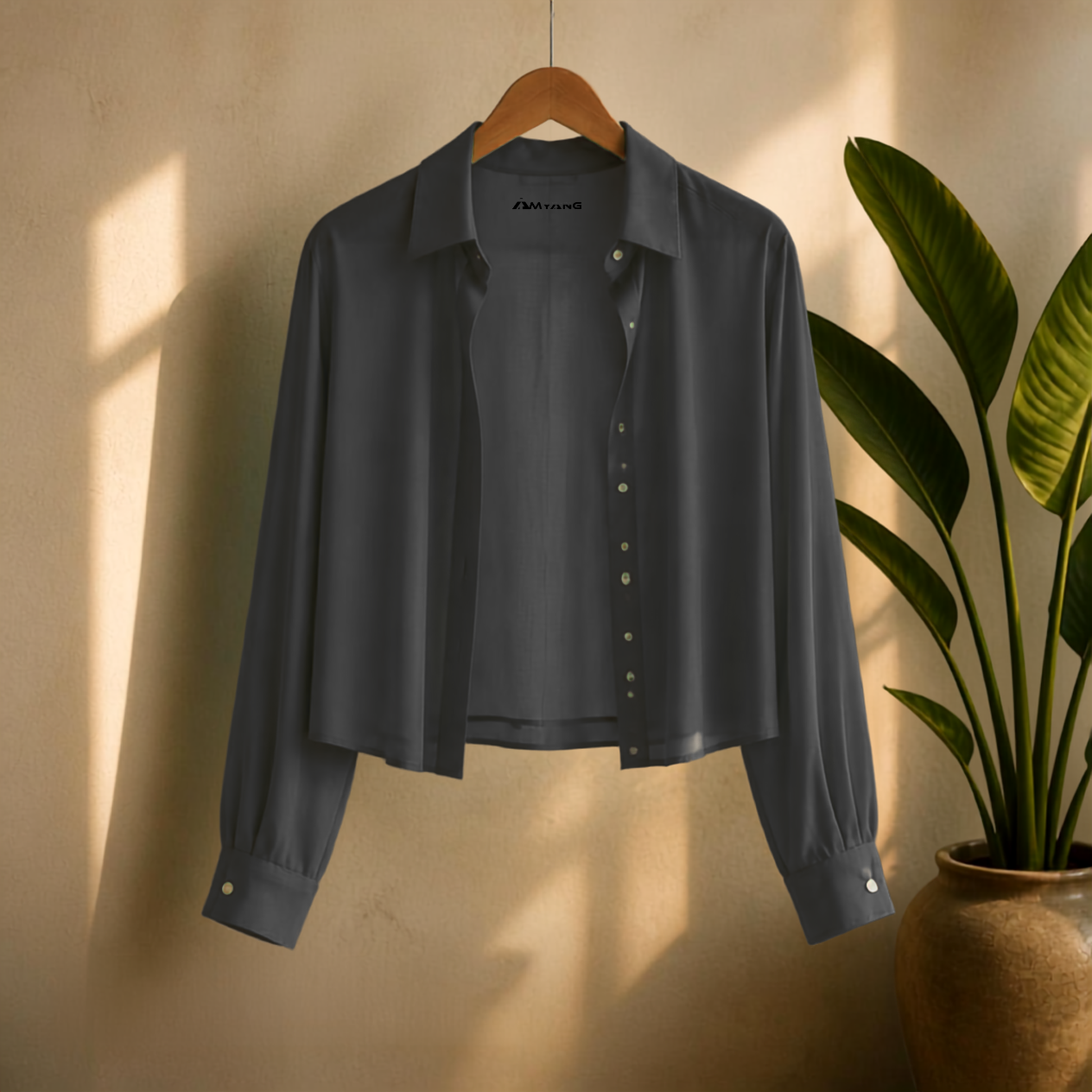 Elegant Translucent Blouse for African Wear with Pleated Sleeves