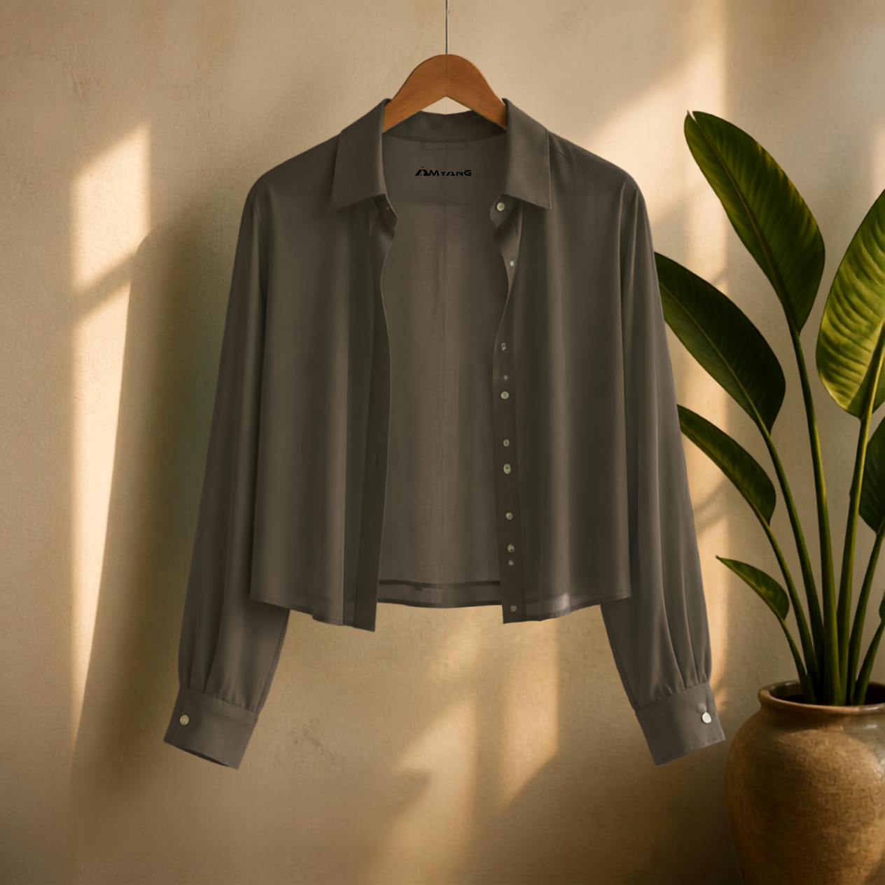 Elegant Translucent Blouse for African Wear with Pleated Sleeves