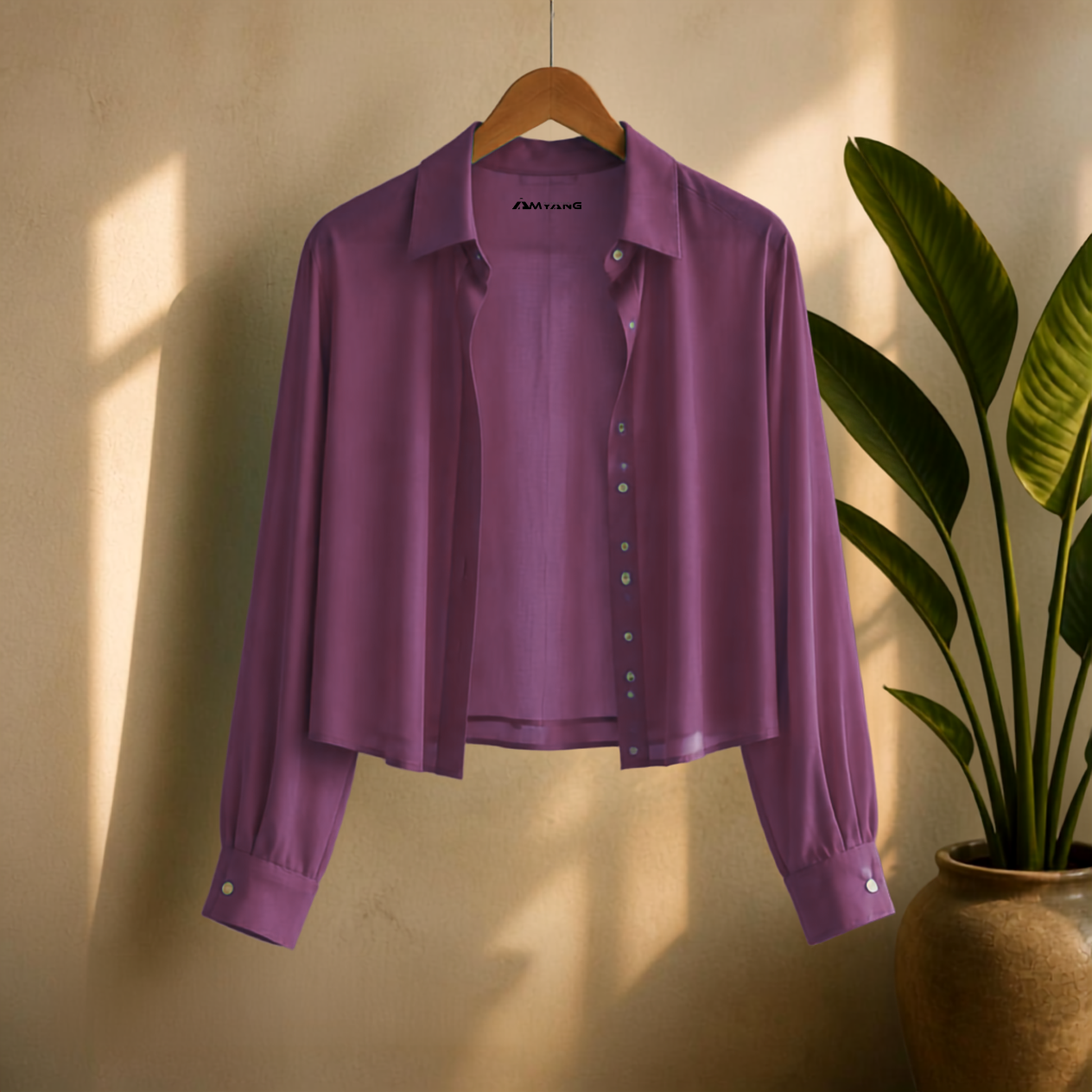 Elegant Translucent Blouse for African Wear with Pleated Sleeves