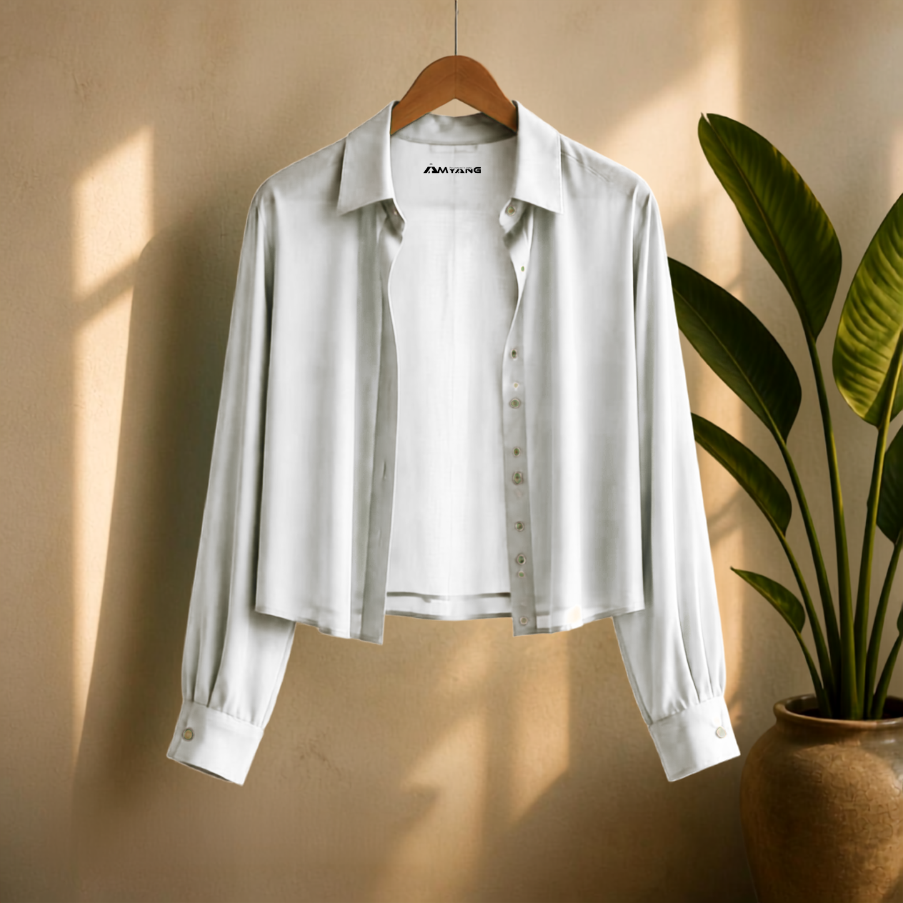 Elegant Translucent Blouse for African Wear with Pleated Sleeves