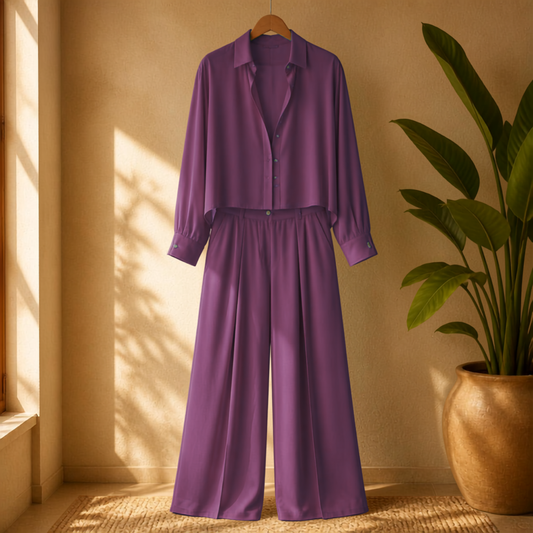Matching Set- Classic Blouse African Culture Clothing with Sheer Fabric
