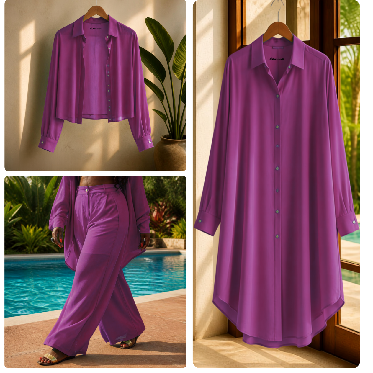 Matching Trio- Classic Blouse | Kaftan Top | Luxurious Pants in Sheer Fabric